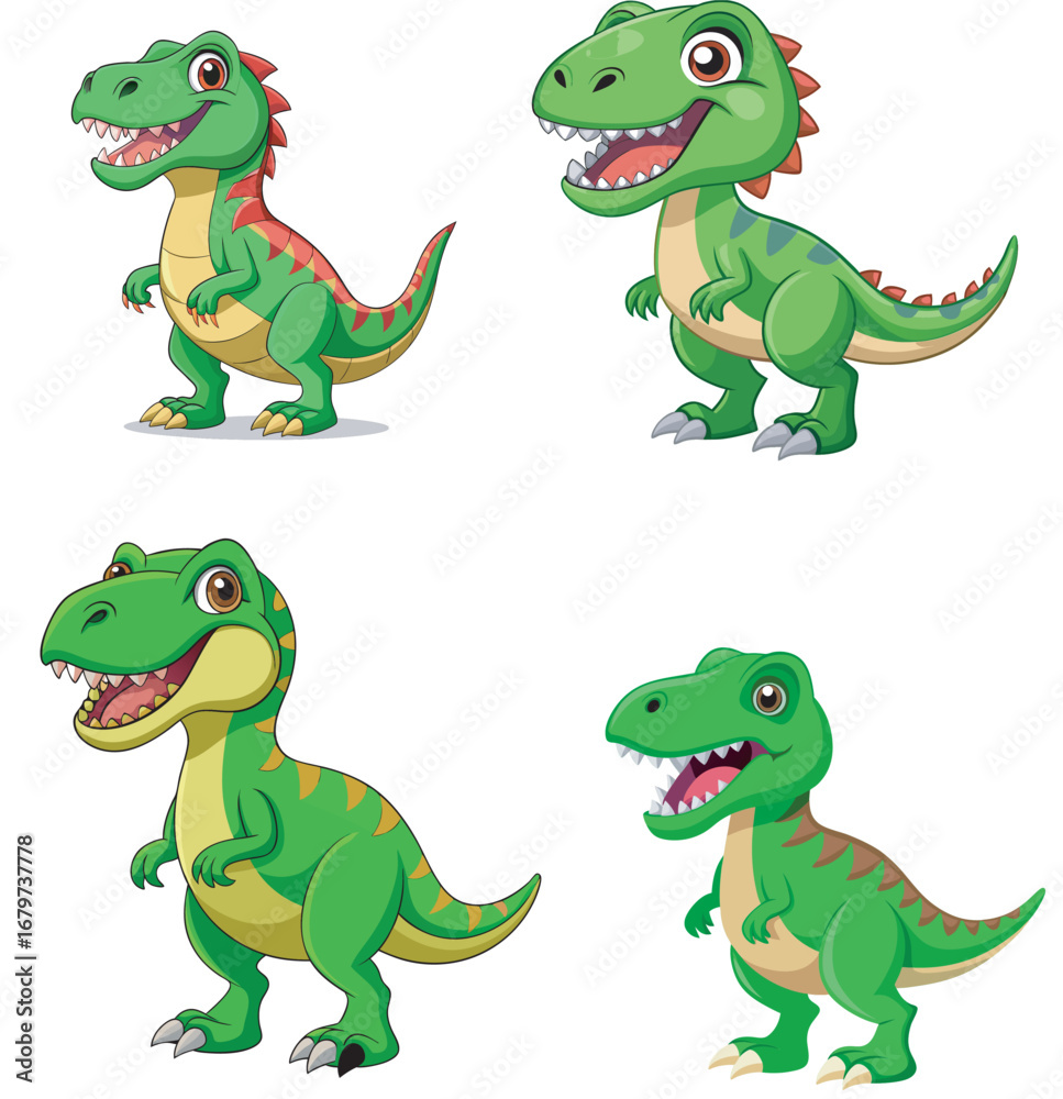 Obraz premium set of funny cartoon dinosaur