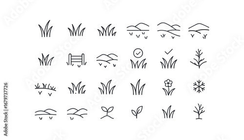 vector outline icons Meadow (Basic) meadow icon meadow grass meadow field meadow hill meadow valley meadow plain meadow open meadow closed meadow active meadow inactive meadow valid meadow.