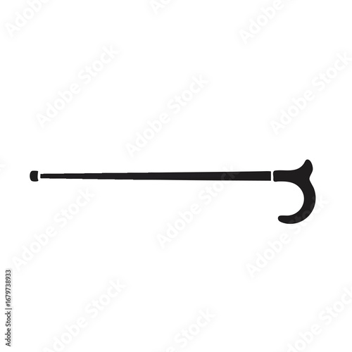 Elegant Walking Cane Illustration on White Background.