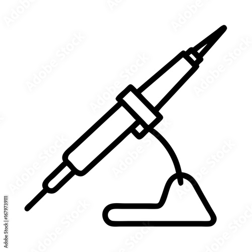 Soldering Iron Stand icon. Robust soldering iron stand, an essential safety accessory for electronics repair, DIY projects, and precision soldering work.