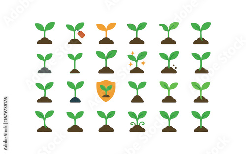 colorful flat vector icons Seedling (Basic) seedling icon seedling new seedling old seedling valid seedling invalid seedling active seedling inactive seedling small seedling large seedling.