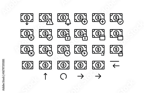 vector outline icons Overdraft (Basic) overdraft icon overdraft alert overdraft notify overdraft add overdraft remove overdraft valid overdraft invalid overdraft active overdraft inactive.