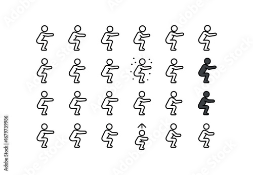 vector outline icons Squats (Basic) squats icon squats new squats old squats safe squats unsafe squats small squats large squats plain squats ornate squats clean squats dirty squats light.