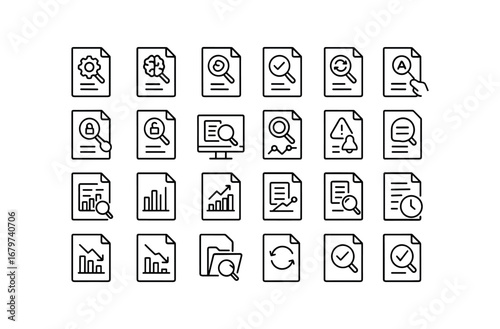 vector outline icons Audit (Advanced) audit smart audit ai audit auto audit manual audit synced audit unsynced audit secure audit unsecure audit monitor audit track2 audit alert audit.