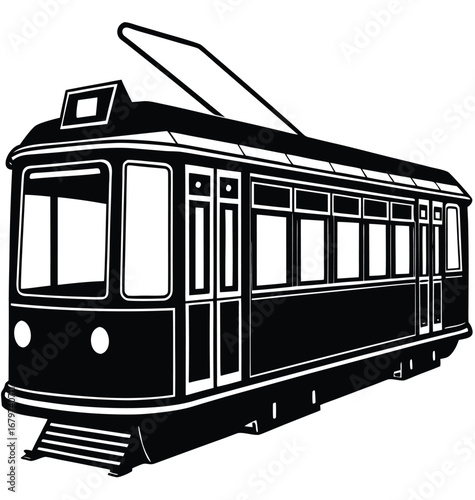 Vintage public transport: an old, yellow Lisbon tram isolated on a white background