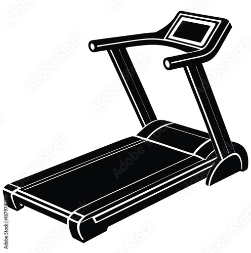 Vector illustration of a steel treadmill, a fitness machine used for exercise and sport, isolated