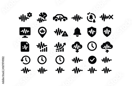vector solid black filled icons Voice Message (Advanced) voicemessage smart voicemessage ai voicemessage auto voicemessage manual voicemessage synced voicemessage unsynced voicemessage.