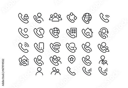 vector outline icons Voice Call (Types) voicecall private voicecall public voicecall group voicecall conference voicecall local voicecall remote voicecall domestic voicecall international.
