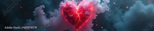 Close-up of a beating heart shrouded in swirling mist, pulsating with an ethereal glow, hinting at hidden secrets and untold stories within its enigmatic core ,  captivating,  power,  darkness