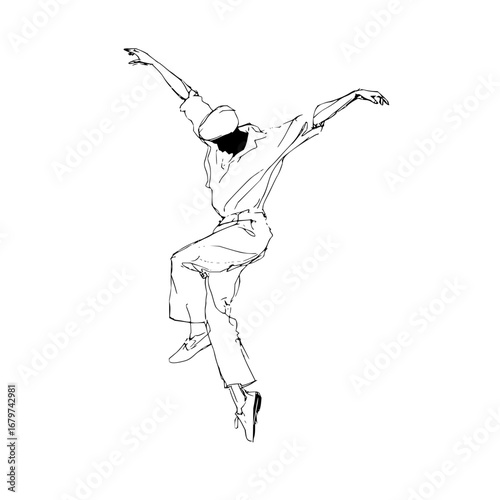 Illustration of a dancer in motion sketch style vector art for dance enthusiasts and art collectors alike