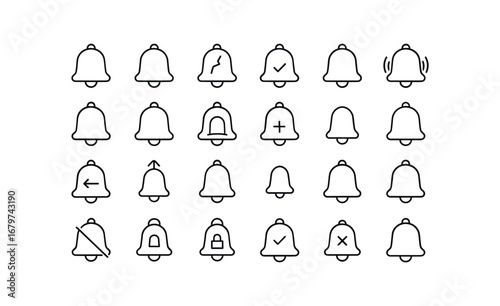 vector outline icons Notification Bell (Basic) bell icon bell new bell old bell valid bell invalid bell active bell inactive bell open bell closed bell add bell remove bell left bell right.