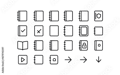vector outline icons Notebook (Basic) notebook icon notebook new notebook old notebook safe notebook unsafe notebook clean notebook dirty notebook plain notebook ornate notebook open.