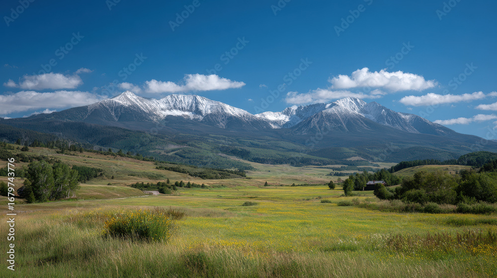 Obraz premium explore majestic summer landscapes and nature across all states of usa featuring stunning snowcapped peaks of