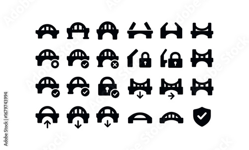 vector solid black filled icons Bridge (Basic) bridge icon bridge new bridge old bridge valid bridge invalid bridge active bridge inactive bridge open bridge closed bridge add bridge remove.
