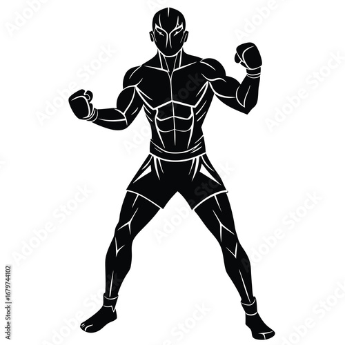 unique boxer silhouette vector illustration