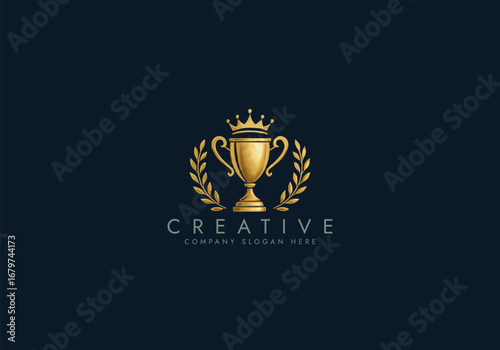 Creative and unique trophy Logo design.sports tournament championship winner award Trophy icon design template flat vector