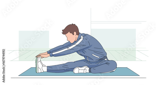 Athlete Engaged In Morning Stretching Routine, Preparing Body For Physical Endeavors