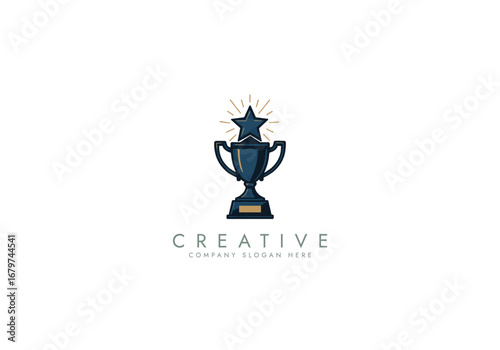 Creative and unique trophy Logo design.sports tournament championship winner award Trophy icon design template flat vector