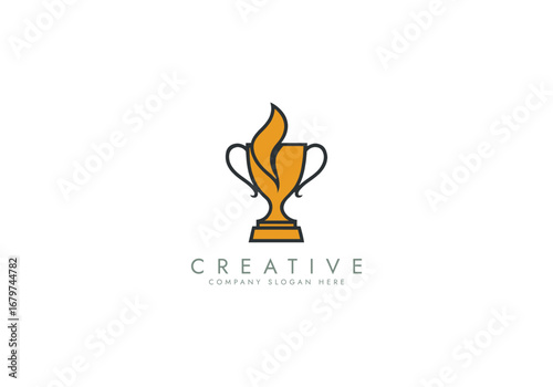 Creative and unique trophy Logo design.sports tournament championship winner award Trophy icon design template flat vector