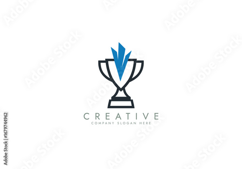 Creative and unique trophy Logo design.sports tournament championship winner award Trophy icon design template flat vector