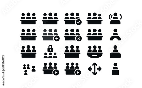 vector solid black filled icons Conference (Basic) conference icon conference new conference old conference valid conference invalid conference active conference inactive conference add.