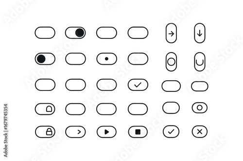 vector outline icons Toggle Switch (Basic) toggle icon toggle on toggle off toggle left toggle right toggle up toggle down toggle open toggle closed toggle active toggle inactive toggle.