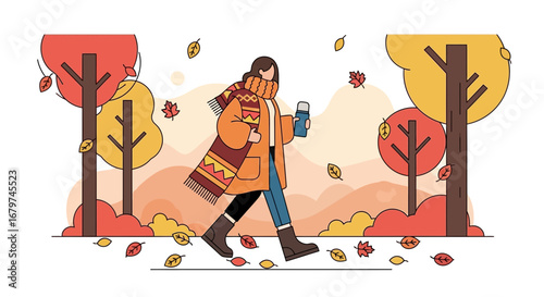 Autumn Stroll: A Person Walks Admiring The Beautiful Colors of The Fall Season