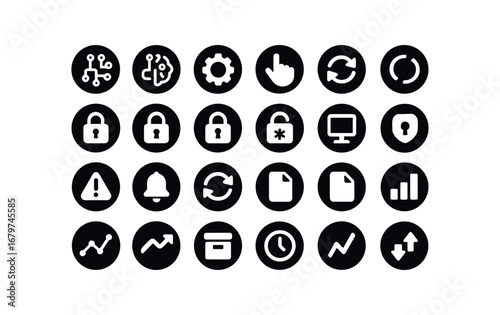 vector solid black filled icons Token (Advanced) token smart token ai token auto token manual token synced token unsynced token secure2 token unsecure2 token encrypted token decrypted token.