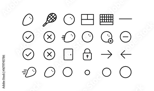 vector outline icons Squash (Basic) squash icon squash racket squash ball squash court squash net squash line squash valid squash invalid squash active squash inactive squash new squash old.