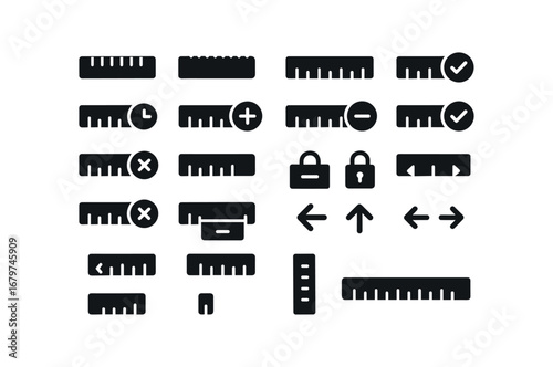 vector solid black filled icons Ruler (Basic) ruler icon ruler new ruler old ruler valid ruler invalid ruler active ruler inactive ruler add ruler remove ruler confirm ruler cancel ruler.