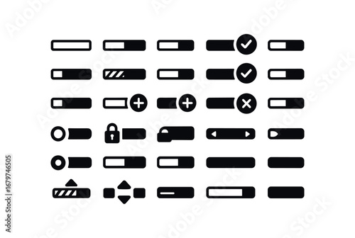 vector solid black filled icons Progress Bar (Basic) progressbar icon progressbar new progressbar old progressbar valid progressbar invalid progressbar active progressbar inactive.
