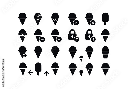 vector solid black filled icons Ice Cream (Basic) icecream icon icecream new icecream old icecream valid icecream invalid icecream active icecream inactive icecream add icecream remove.