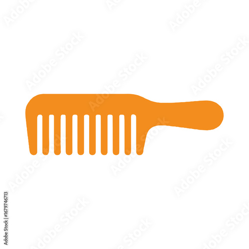 The orange comb is a minimalistic hairdressing tool icon.
