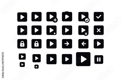 vector solid black filled icons Media Player (Basic) mediaplayer icon mediaplayer new mediaplayer old mediaplayer valid mediaplayer invalid mediaplayer active mediaplayer inactive.