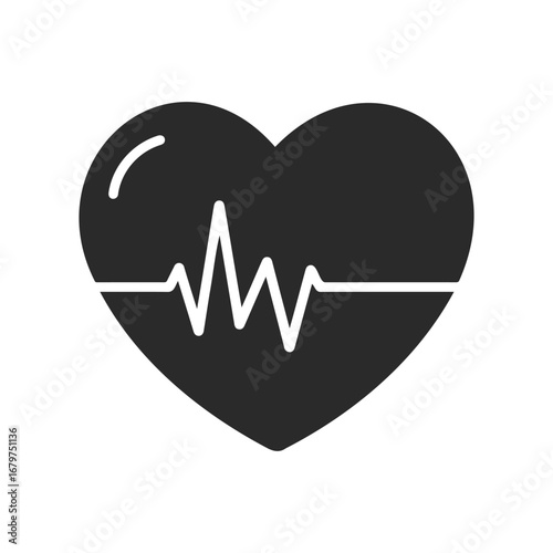 Heart shape with ecg line icon symbolizing cardiology and heartbeat monitoring