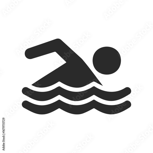 Simple black icon of a person swimming freestyle stroke