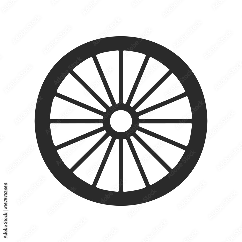 Fototapeta premium Black wagon wheel icon – bold round design with spokes