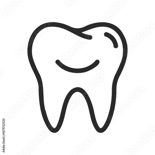 Smiling tooth icon - minimalist dental illustration with happy expression