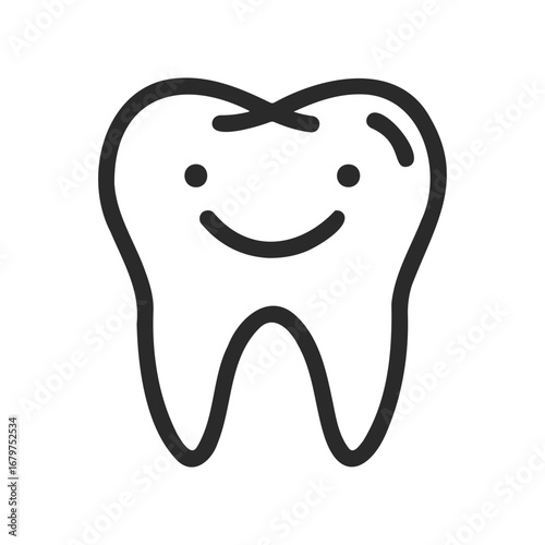 Smiling tooth icon - dental health concept with happy face