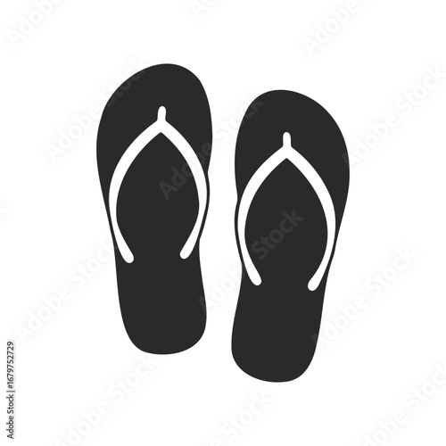 Simple black flip flops icon design on white background