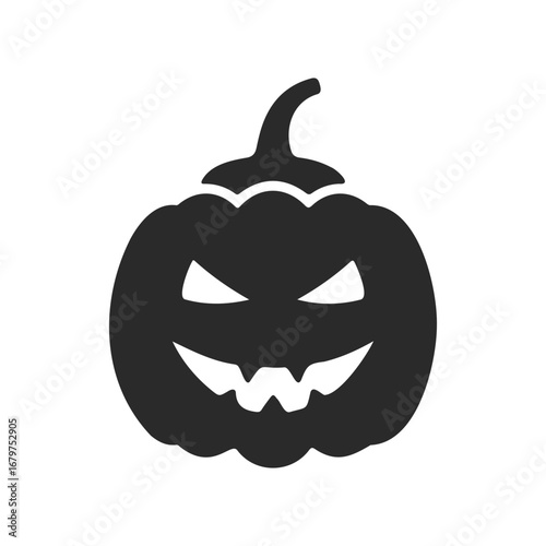 Spooky jack-o'-lantern with evil grin on white background