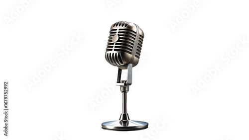 Vintage microphone isolated on transparent background for professional recording