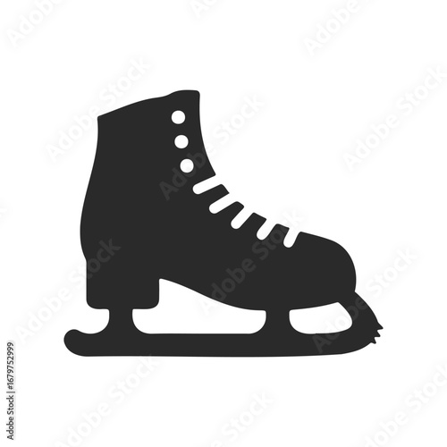 Silhouette of ice skate icon - classic black and white winter sport symbol