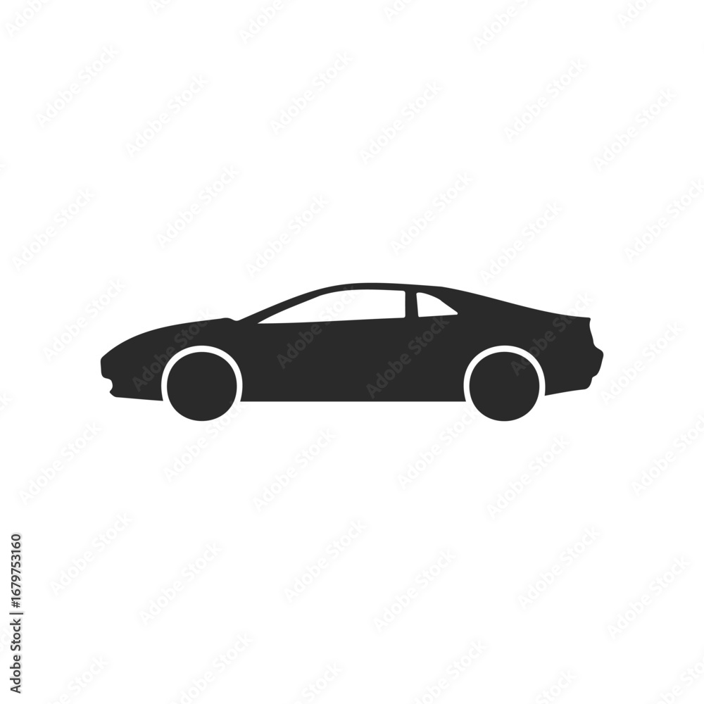 Fototapeta premium Sleek black sports car icon in minimalist silhouette design