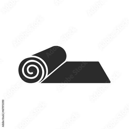 Rolled yoga mat icon on white background - fitness and wellness symbol