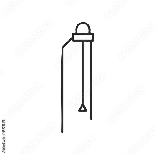 Minimalist line art of a door knocker with vertical handle on white background