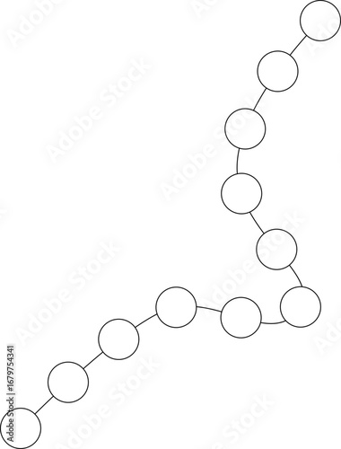 Abstract vector element composed of beaded curved lines forming a rippled stroke, exhibiting an uneven and fluctuating structure.