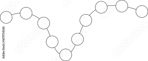 Abstract vector element characterized by a minimalist wavy path with beaded dots forming a smooth, rhythmic structure.