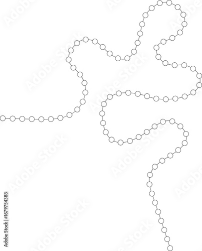 Abstract vector element composed of a minimal wavy stroke with small circular connections, creating a gentle and structured motion effect.