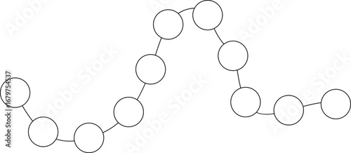Abstract vector element consisting of a decorative curved path with circular nodes arranged in a visually flowing pattern.